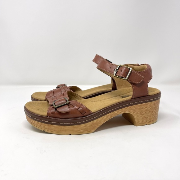 Clarks Shoes - Clarks Boho Preslet Stone Chestnut Leather Heeled Sandals